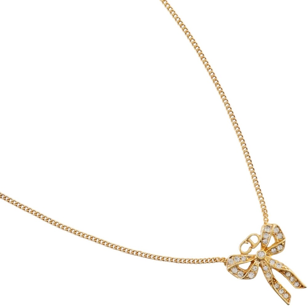 Christian Dior Bow CD Pendant Metal with Crystal